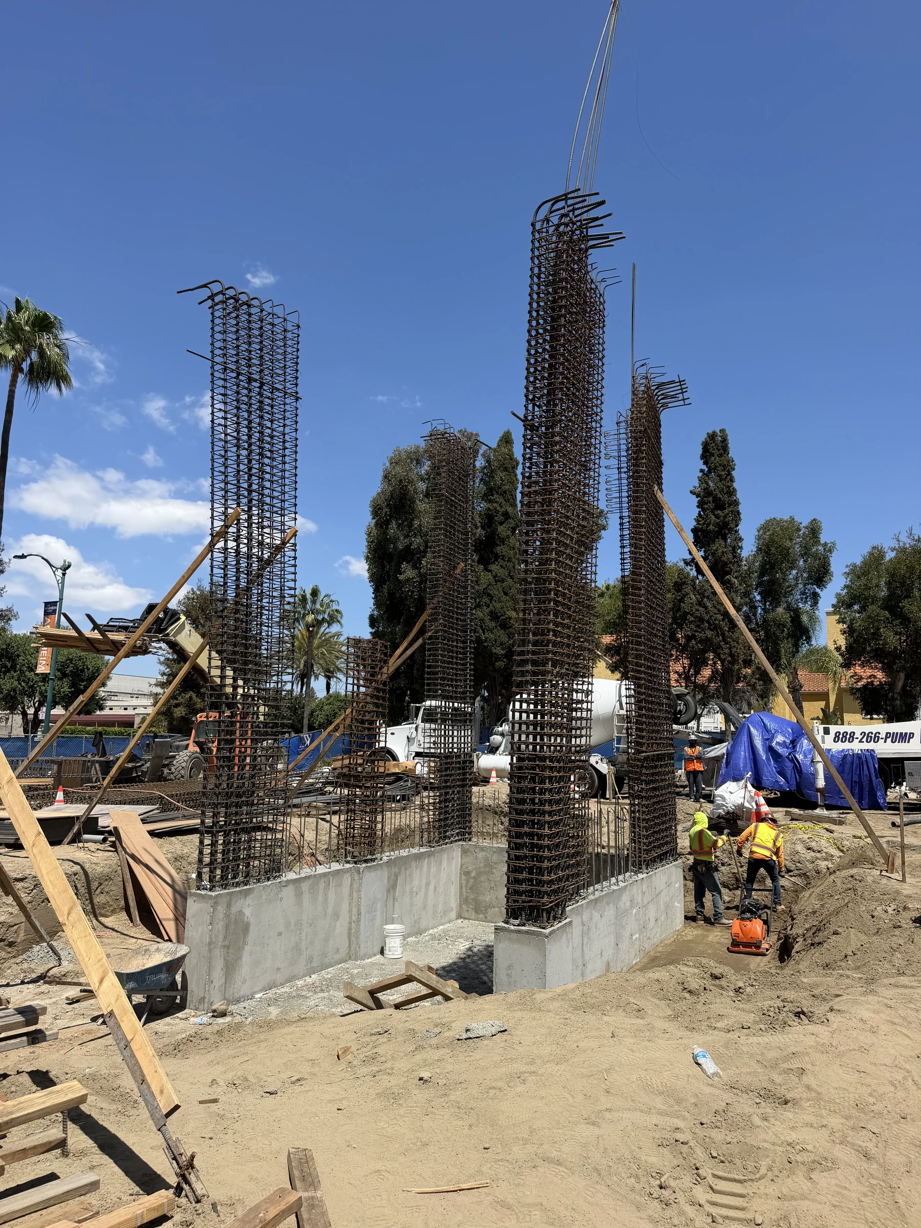 Commercial structural concrete rebar cages for a Southern California construction project